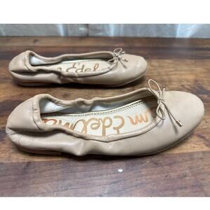 Sam Edelman Felicia Ballet Flat Leather Comfort Slip-On Beige Women's Size 6
